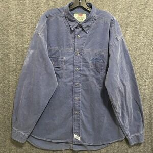 Vintage 90s Levi Strauss Denim Shirt Mens XL Distressed Metal‎ Buttons Green Tag